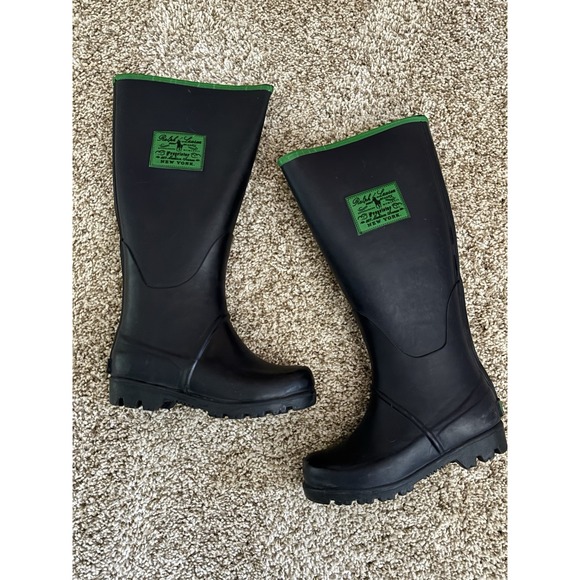 Ralph Lauren Polo Girls Tall Rubber Rain Boots Blue Green 9 - Picture 1 of 7